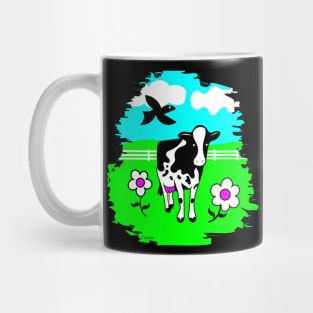 Happy Cow in Flowered Pasture Mug
